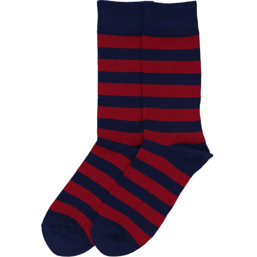 Men's Burgundy and Navy Blue Striped Socks sold by TieMart product image thumbnail 3