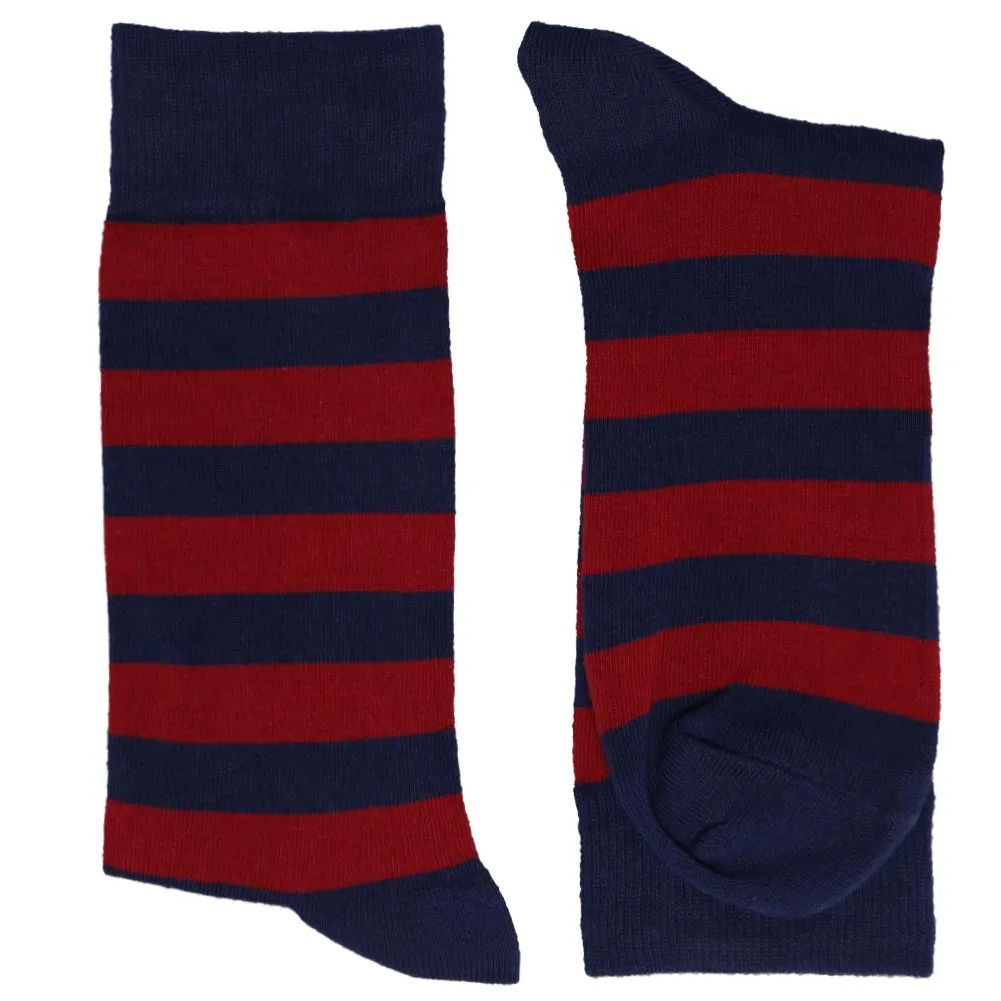 Men's Burgundy and Navy Blue Striped Socks sold by TieMart product image thumbnail 2
