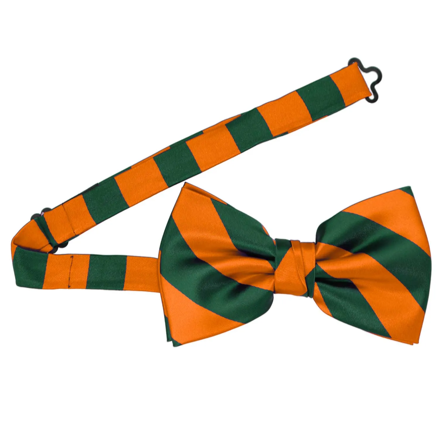 Florida Orange and Dark Green Striped Bow Tie sold by TieMart product image thumbnail 3