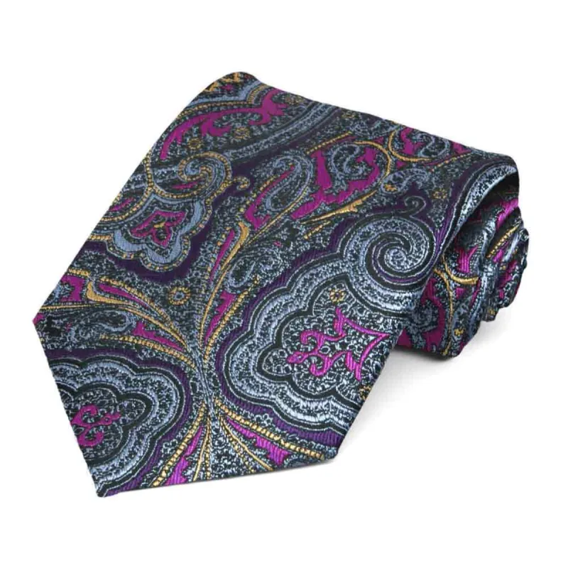 Purple Institute Paisley Silk Necktie sold by TieMart