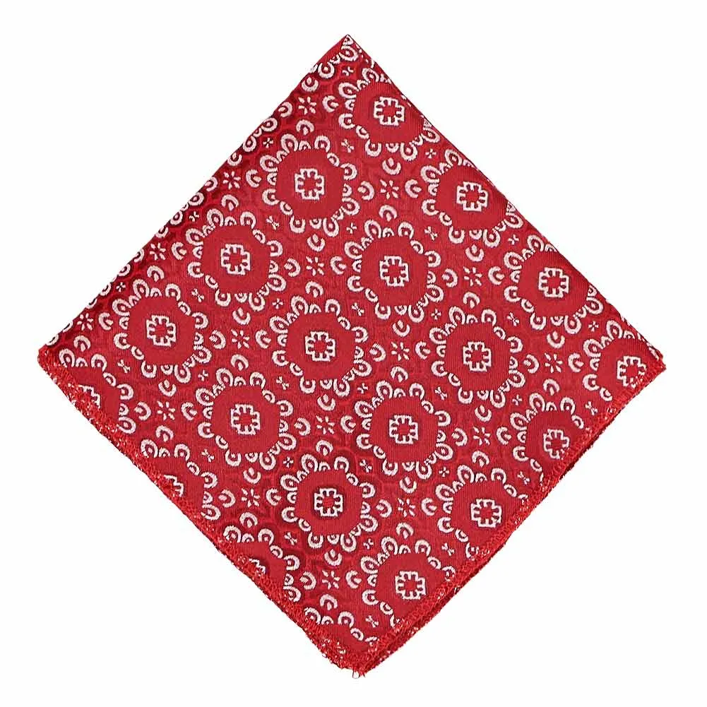 Red Emma Floral Pattern Pocket Square sold by TieMart