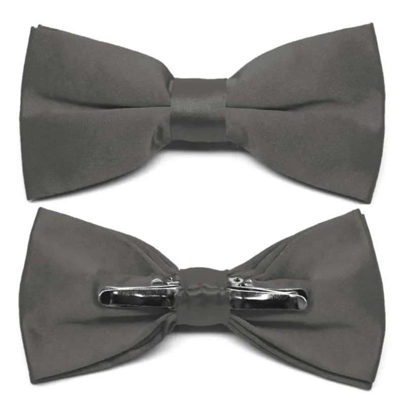Graphite Gray Clip-On Bow Tie sold by TieMart