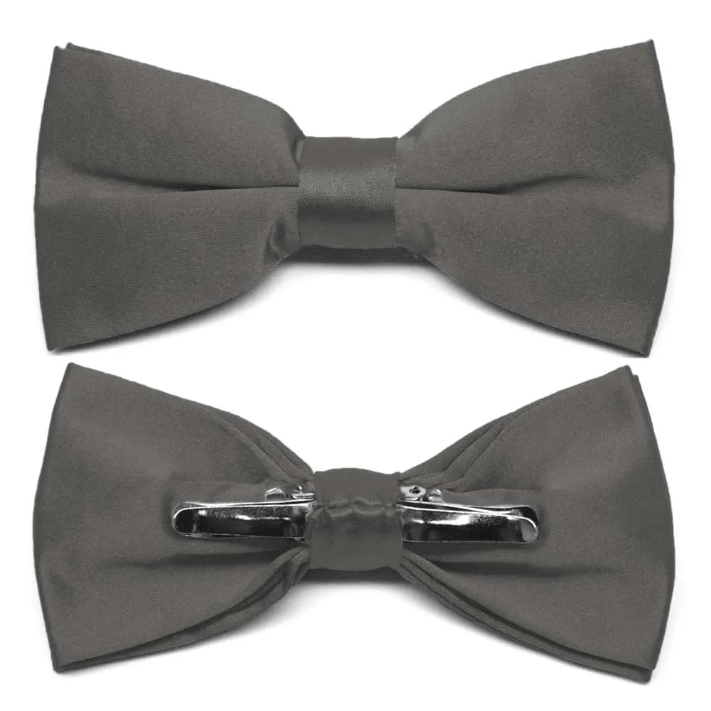 Graphite Gray Clip-On Bow Tie sold by TieMart
