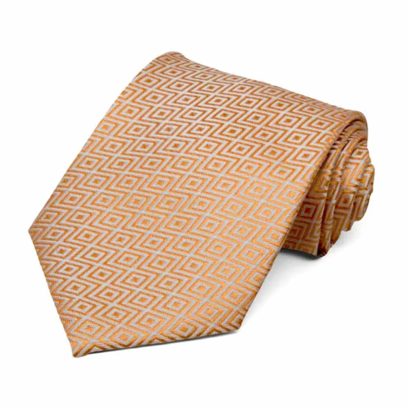 Peach Investor Geometric Silk/Viscose Necktie sold by TieMart
