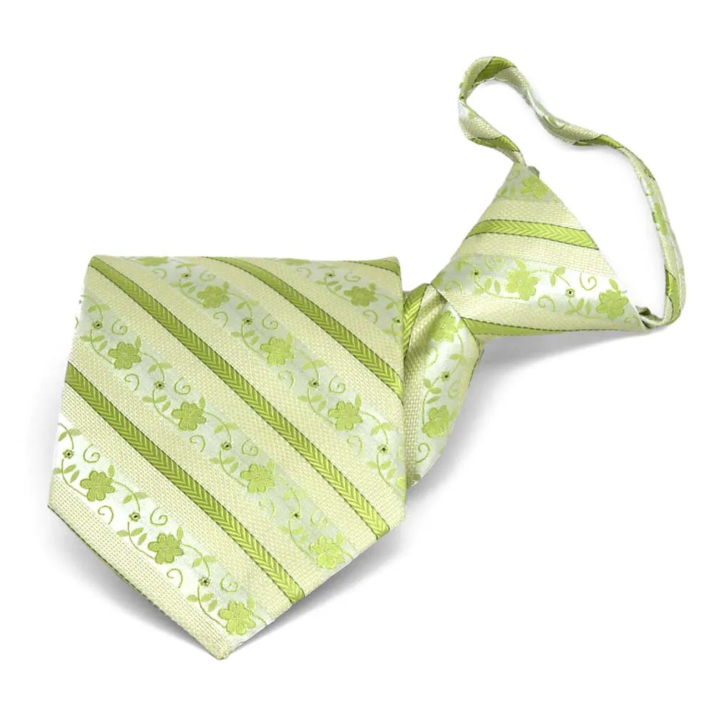 Apple Green Anna Floral Stripe Zipper Tie sold by TieMart