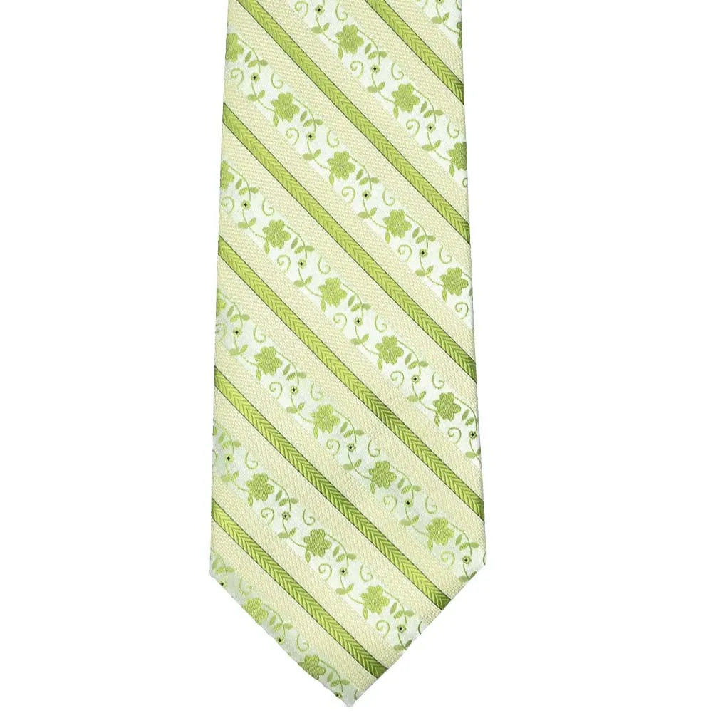 Apple Green Anna Floral Stripe Zipper Tie sold by TieMart product image thumbnail 2