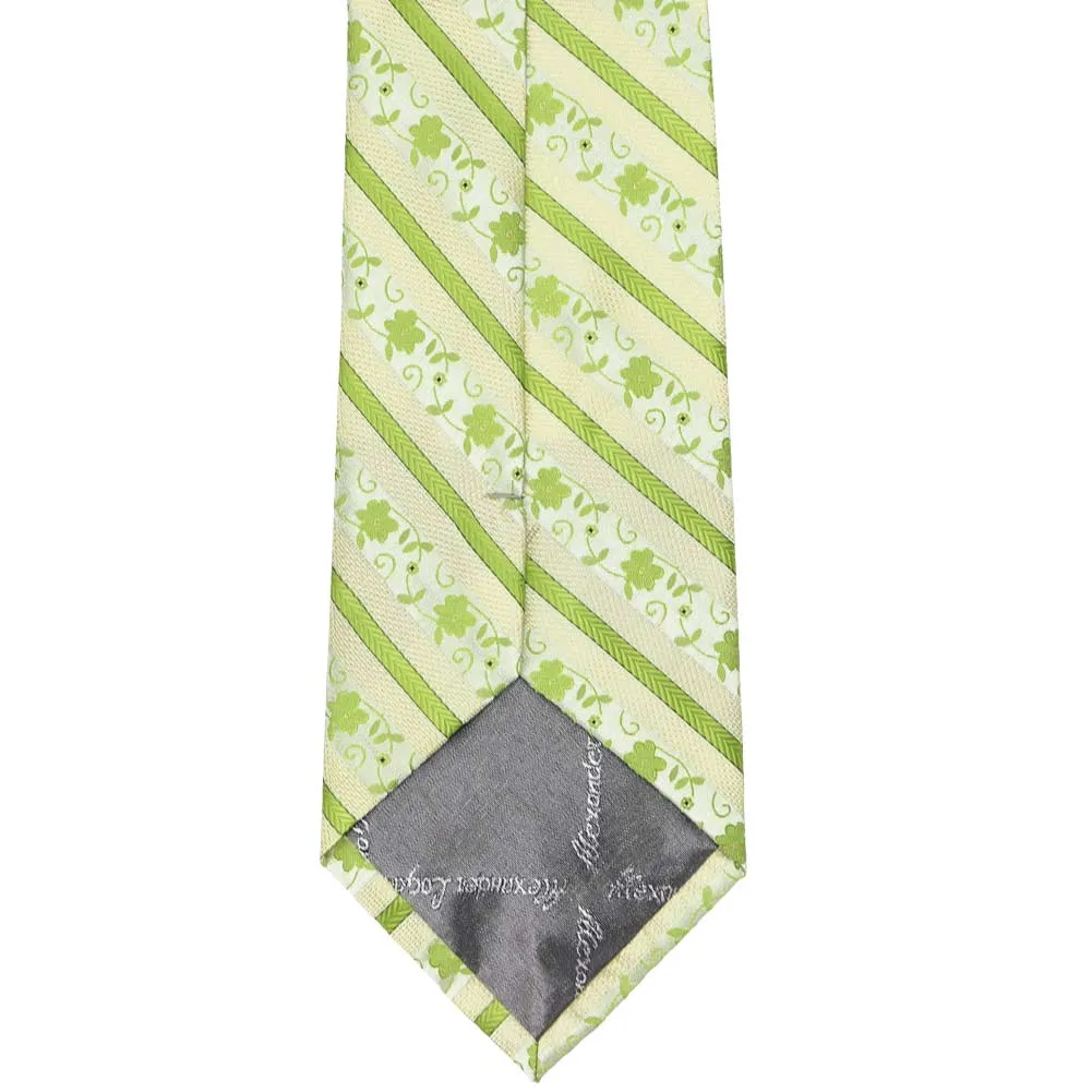 Apple Green Anna Floral Stripe Zipper Tie sold by TieMart product image thumbnail 3