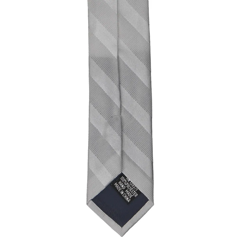 Silver Elite Striped Skinny Necktie, 2" Width sold by TieMart product image thumbnail 4