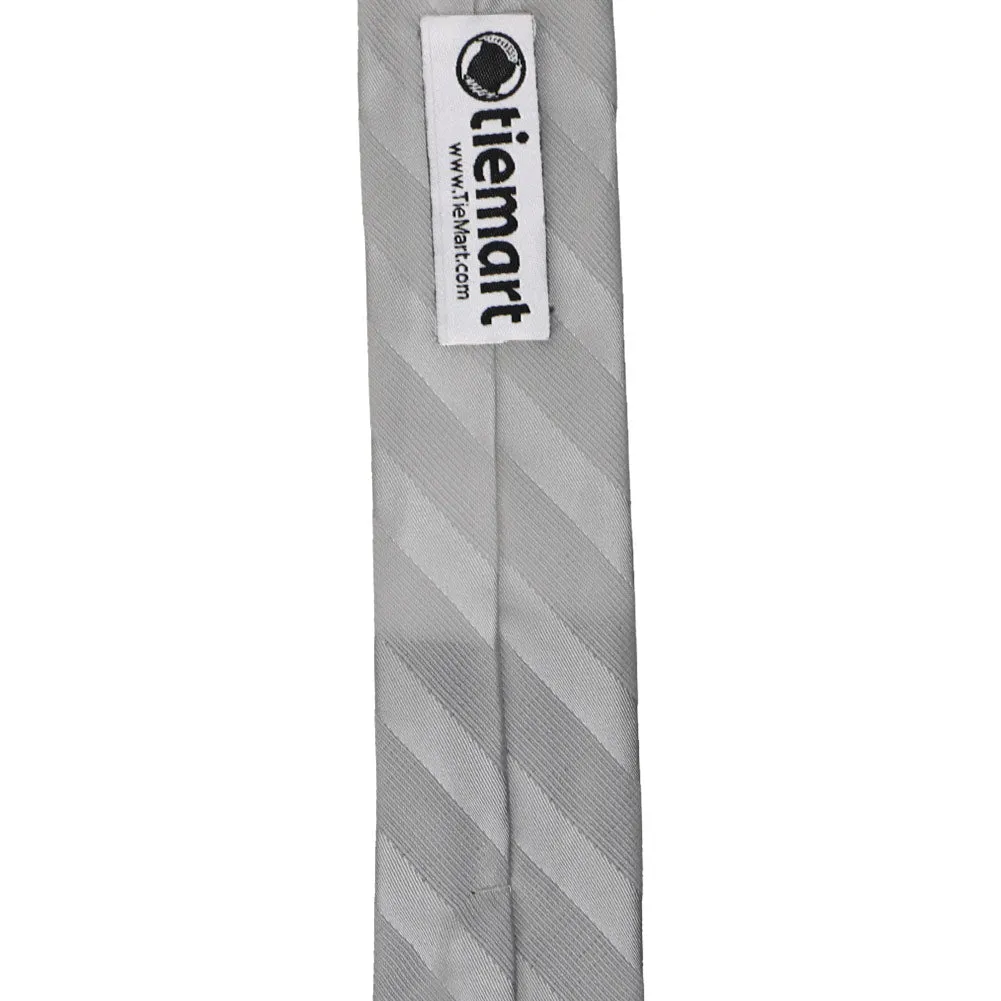 Silver Elite Striped Skinny Necktie, 2" Width sold by TieMart product image thumbnail 3