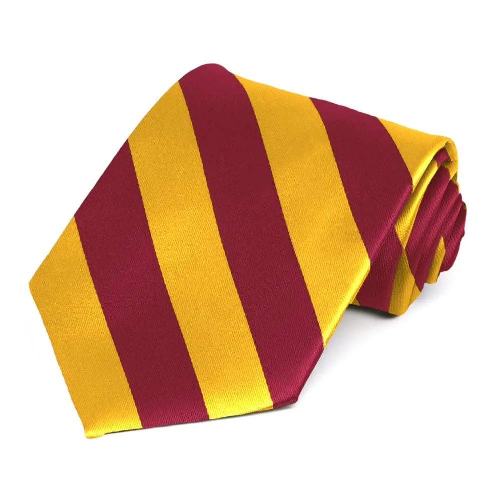 Crimson Red and Golden Yellow Striped Tie sold by TieMart