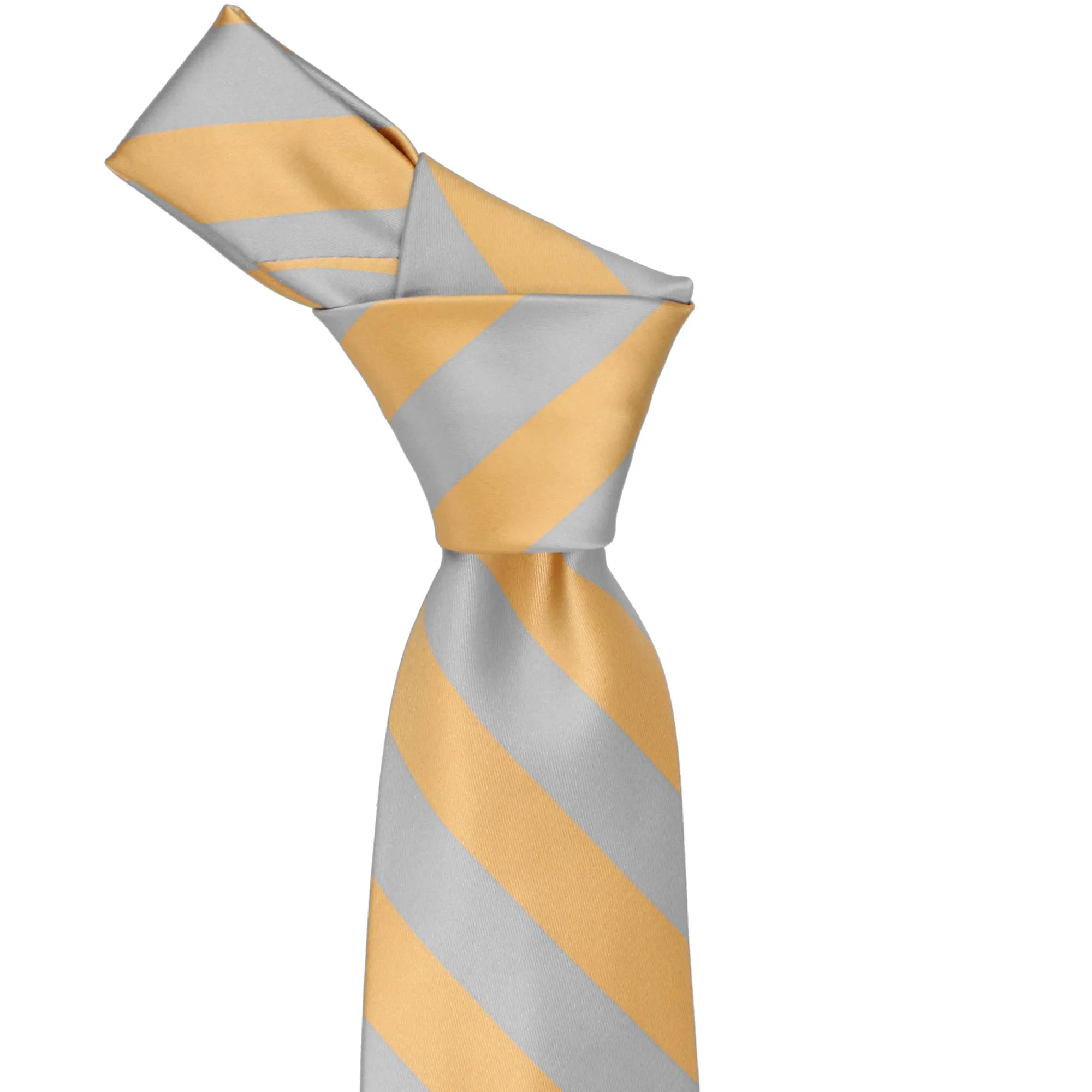 Honey Gold and Silver Striped Tie sold by TieMart product image thumbnail 2