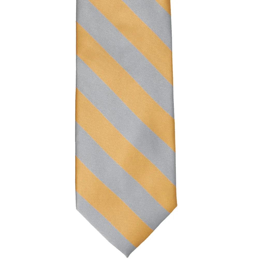 Honey Gold and Silver Striped Tie sold by TieMart product image thumbnail 3