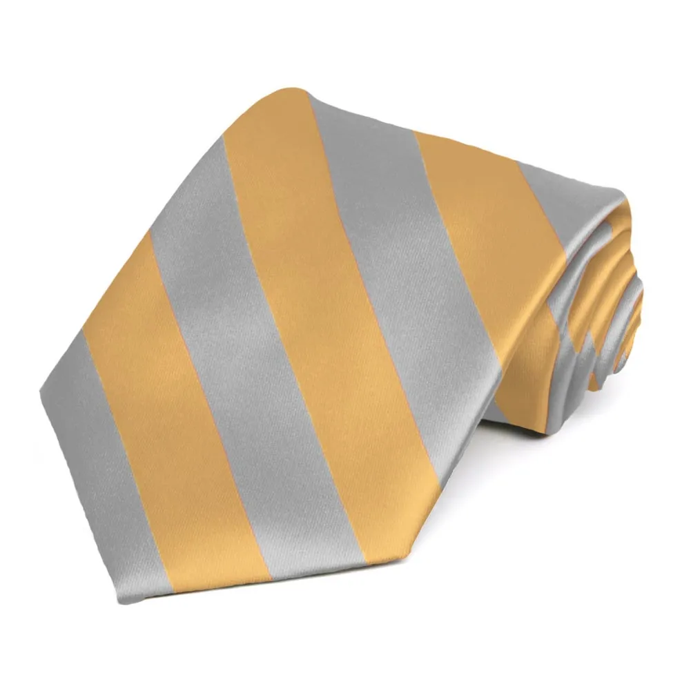 Honey Gold and Silver Striped Tie sold by TieMart