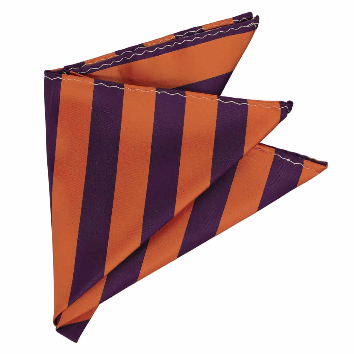 Eggplant Purple and Burnt Orange Striped Pocket Square sold by TieMart product image thumbnail 3