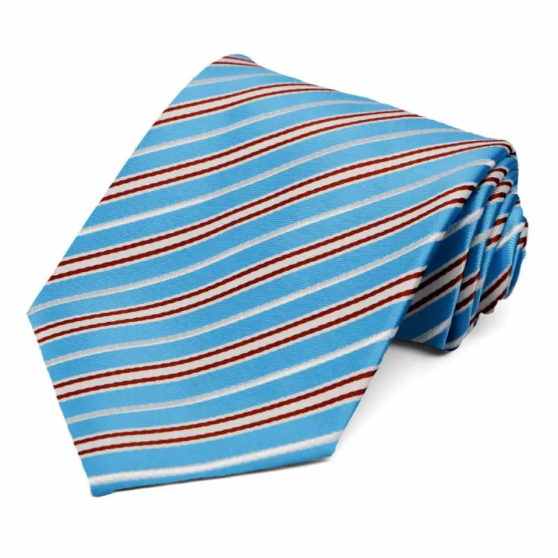 Turquoise Superior Striped Necktie sold by TieMart