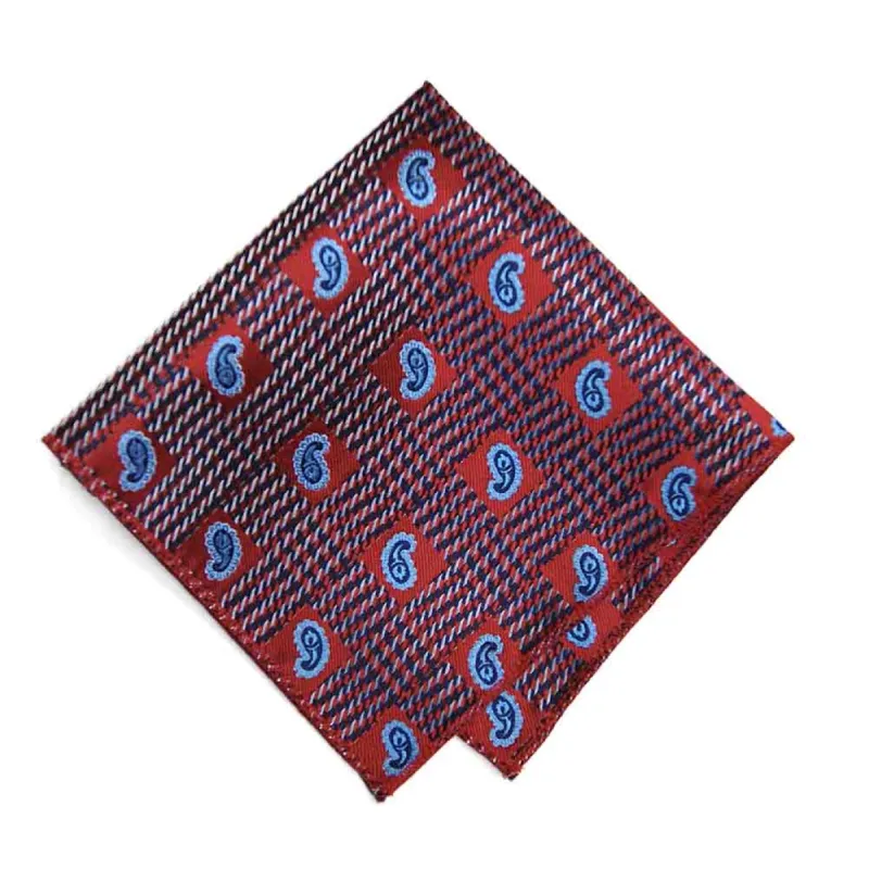 Red Churchill Paisley Pocket Square sold by TieMart