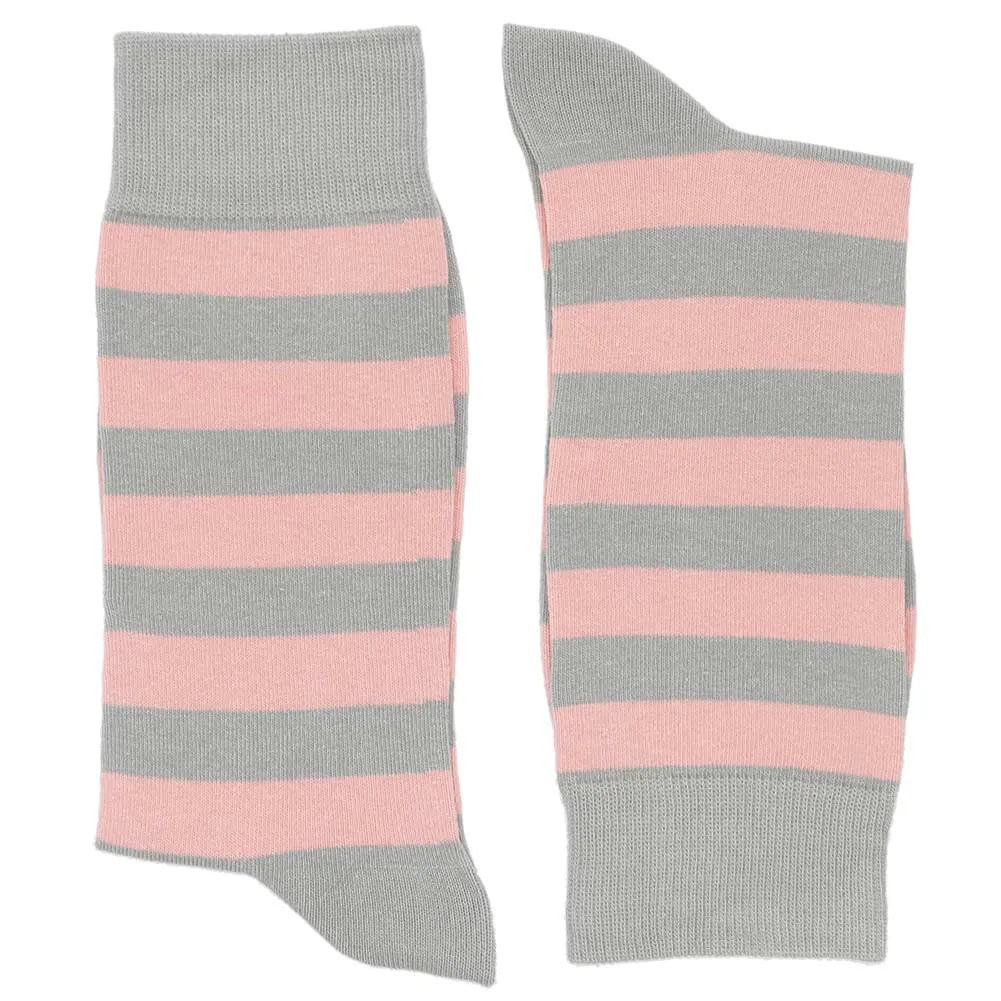 Men's Blush Pink and Gray Striped Socks sold by TieMart product image thumbnail 2