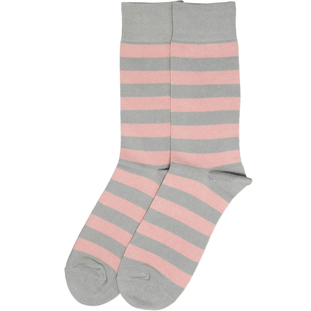 Men's Blush Pink and Gray Striped Socks sold by TieMart product image thumbnail 3