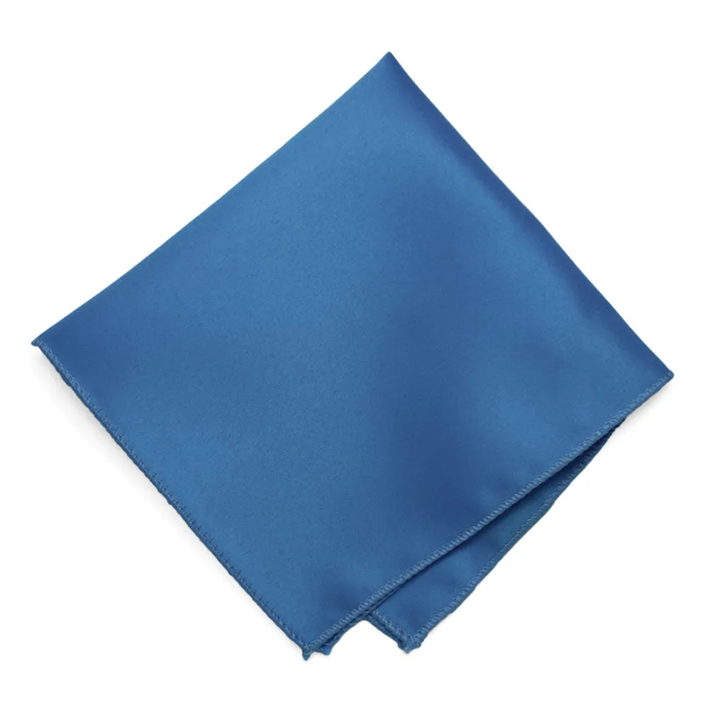 Blue Solid Color Pocket Square sold by TieMart