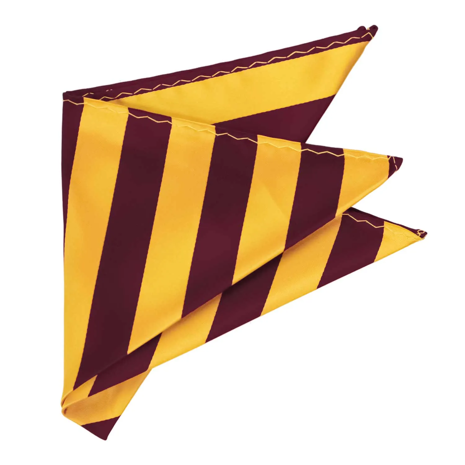 Maroon and Golden Yellow Striped Pocket Square sold by TieMart product image thumbnail 3