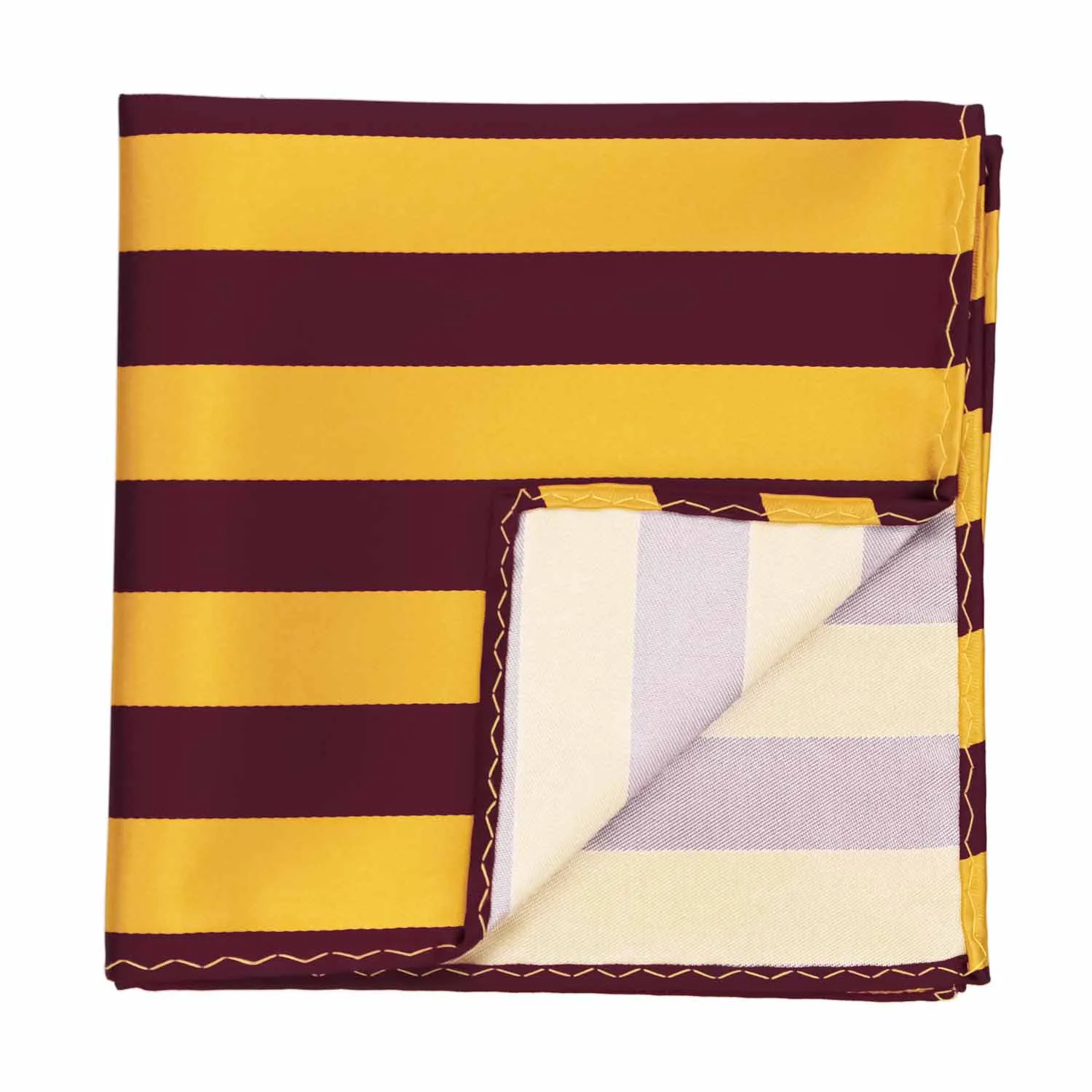 Maroon and Golden Yellow Striped Pocket Square sold by TieMart product image thumbnail 2