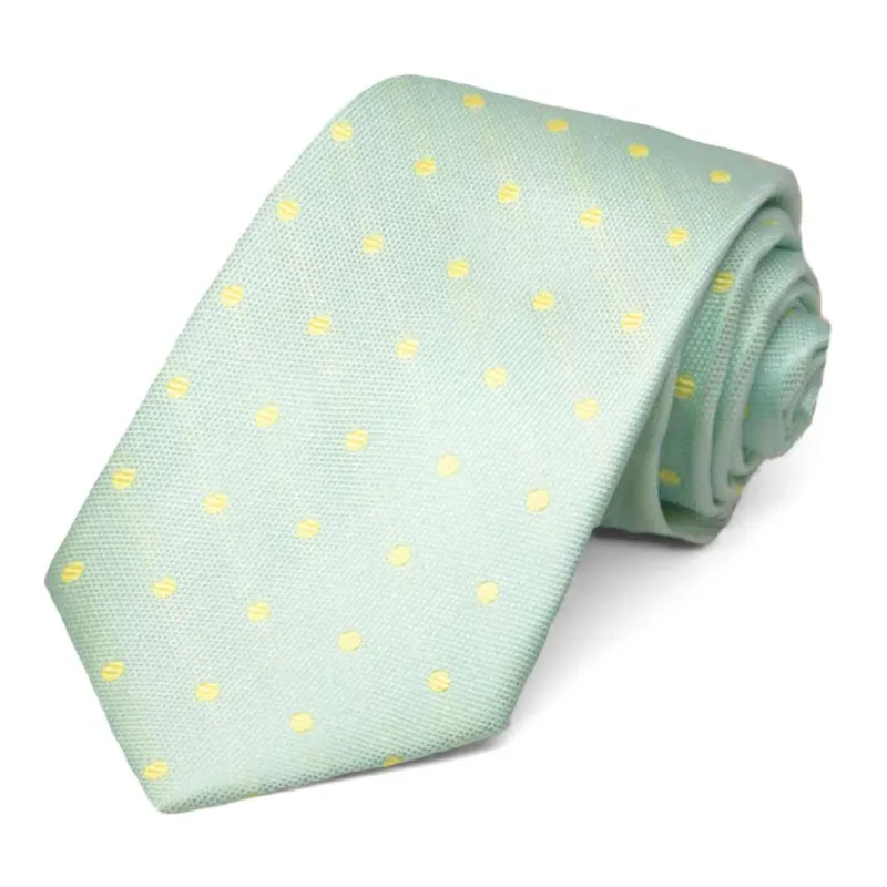 Moonlight Jade Highness Dot Silk Narrow Necktie, 3" Width sold by TieMart