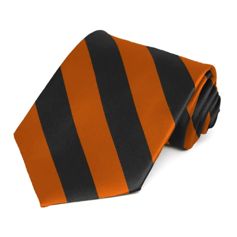 Burnt Orange and Black Striped Tie sold by TieMart