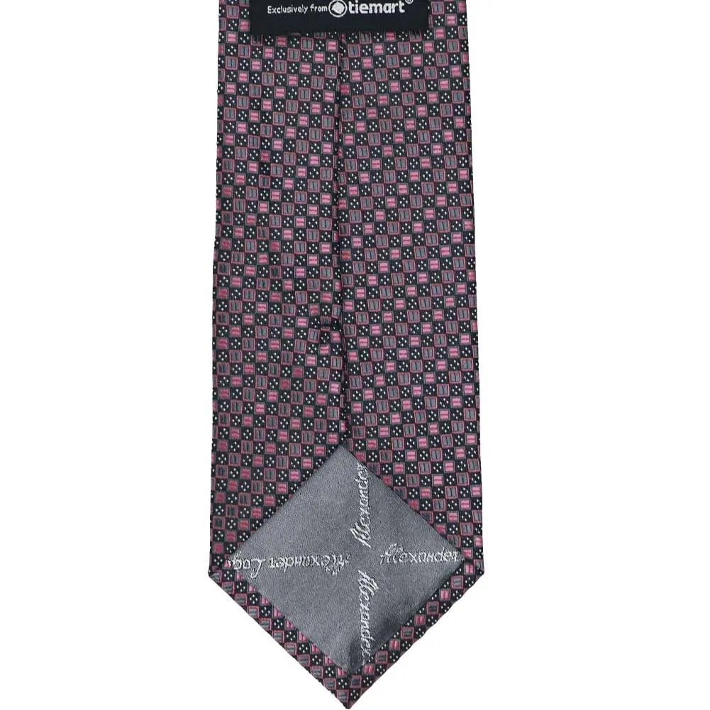 Dark Pink Marie Square Pattern Zipper Tie sold by TieMart product image thumbnail 3