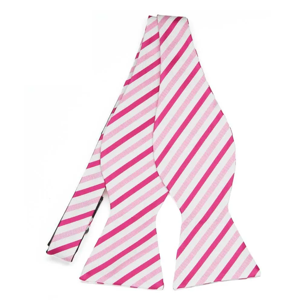 Pink Admiral Striped Linen/Silk Self-Tie Bow Tie sold by TieMart