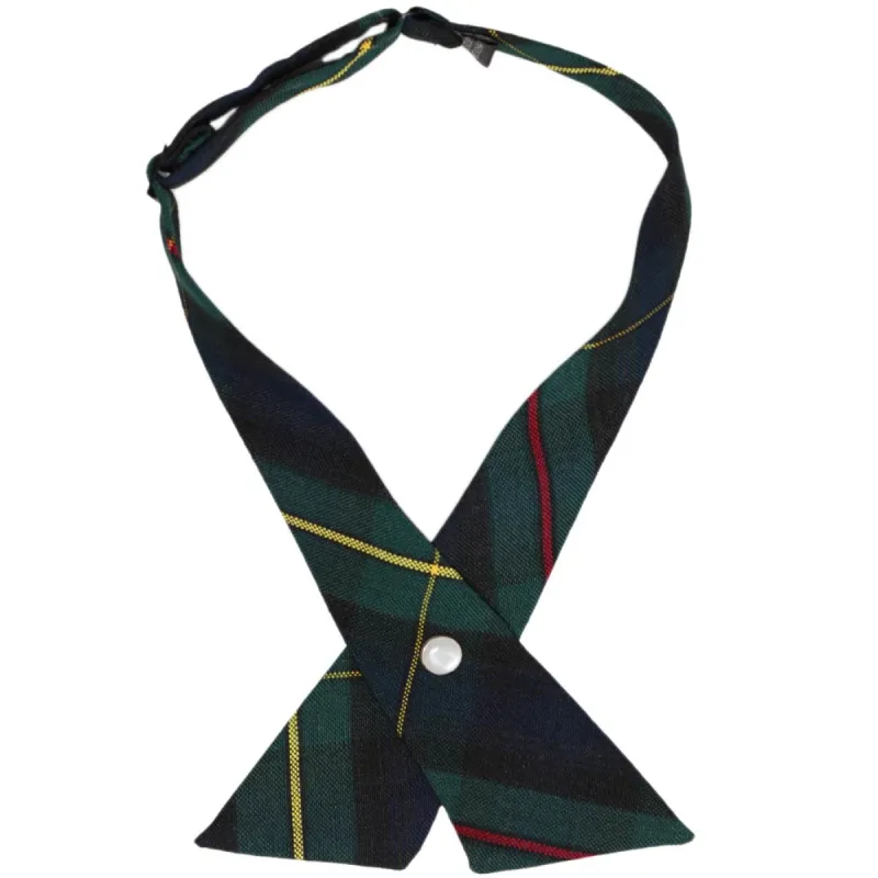 Hunter Green and Navy Blue Plaid Crossover Tie sold by TieMart
