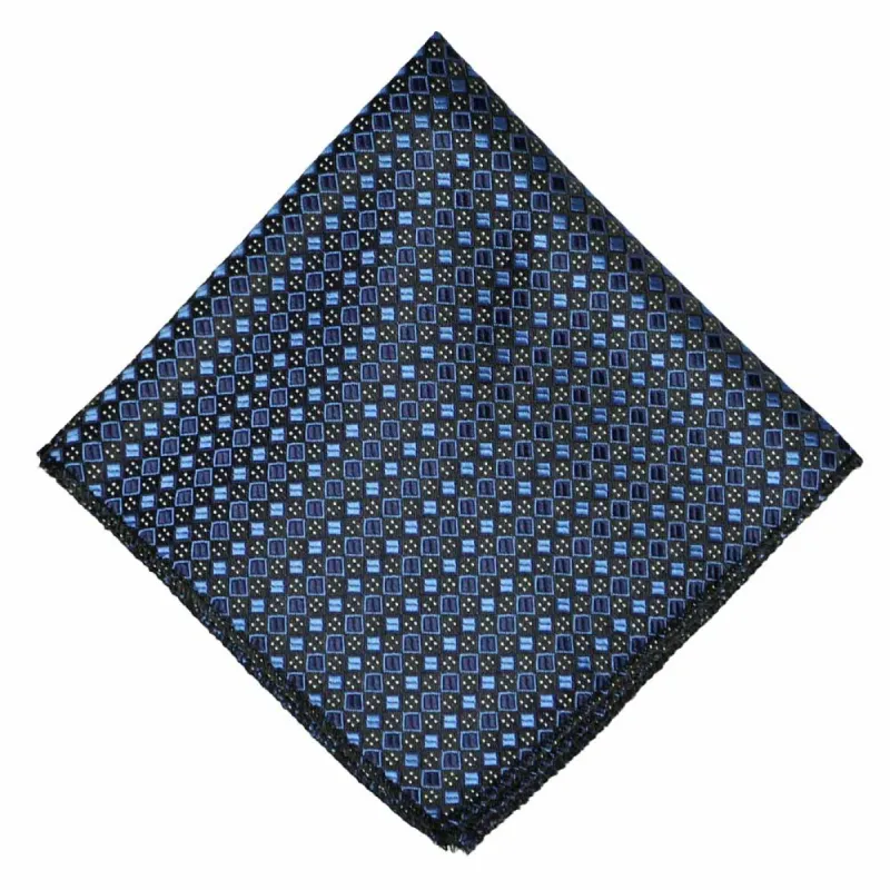 Brilliant Blue Marie Square Pattern Pocket Square sold by TieMart