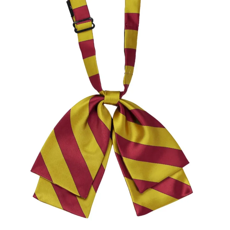 Crimson Red and Gold Striped Floppy Bow Tie sold by TieMart