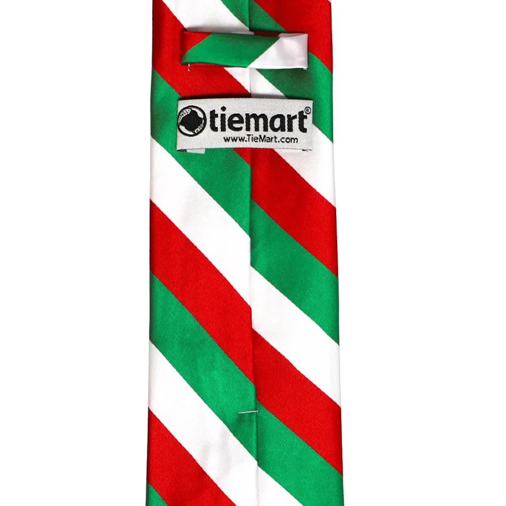 Kelly Green, White and Red Extra Long Striped Tie sold by TieMart product image thumbnail 4