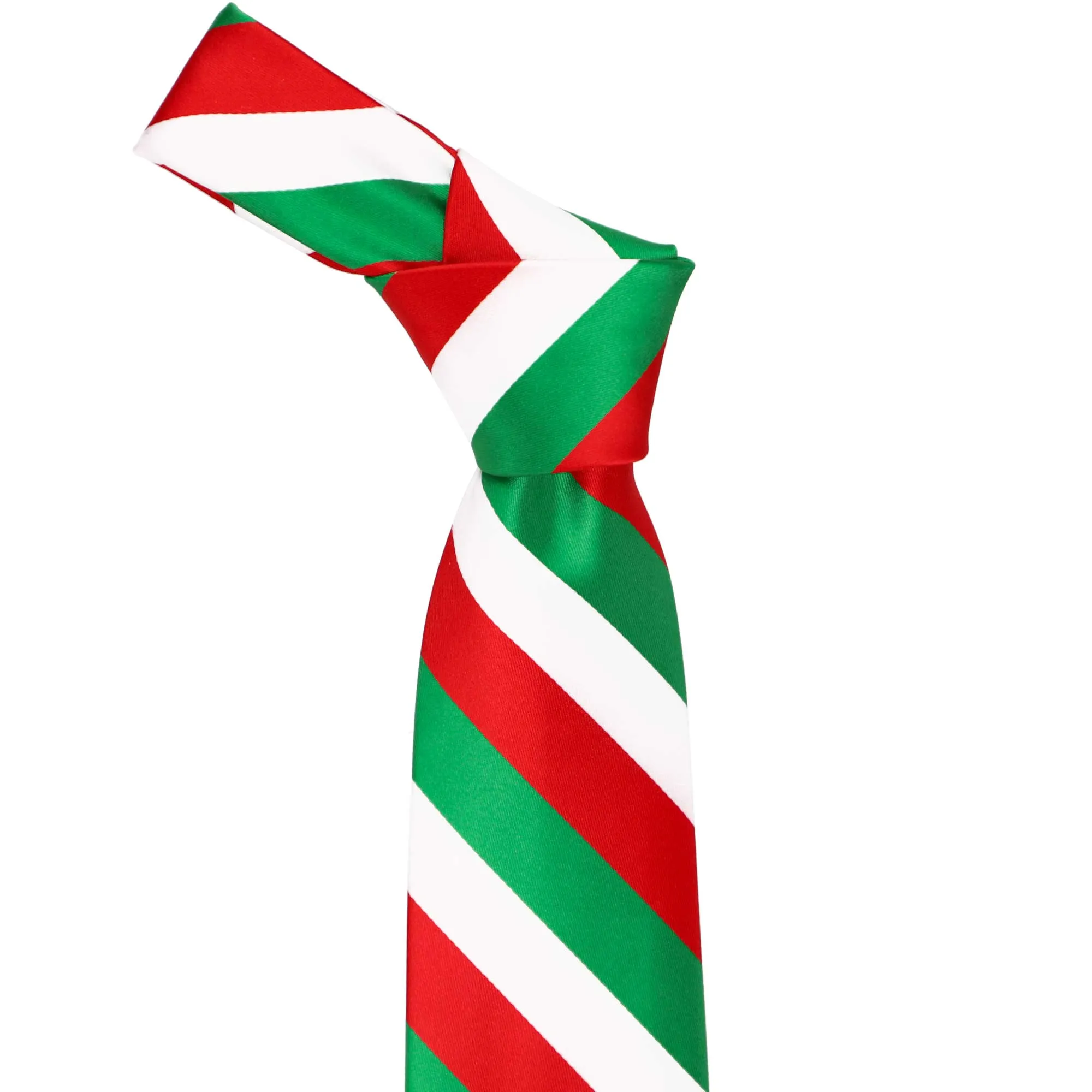 Kelly Green, White and Red Extra Long Striped Tie sold by TieMart product image thumbnail 2