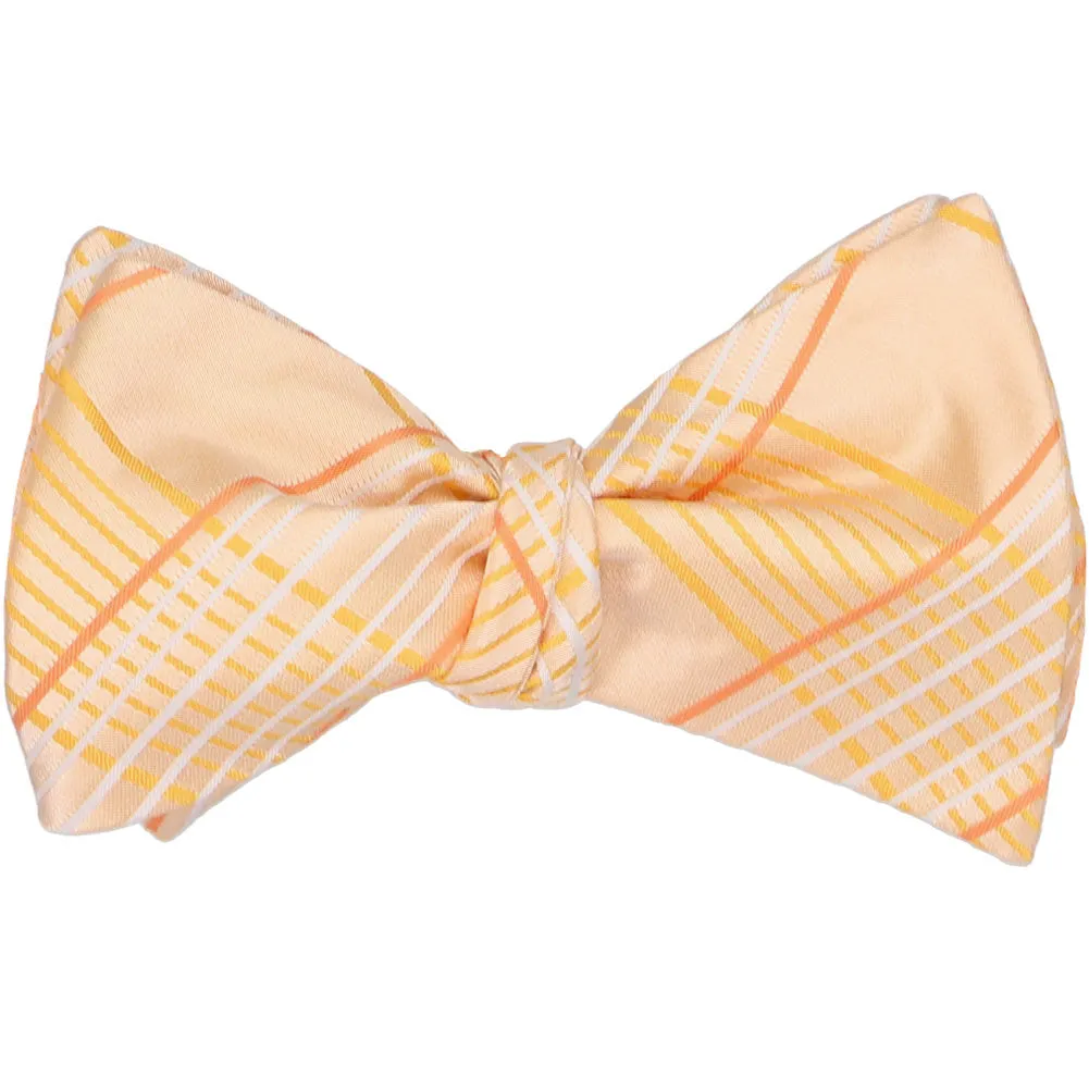 Apricot Jeffrey Plaid Self-Tie Bow Tie sold by TieMart product image thumbnail 2
