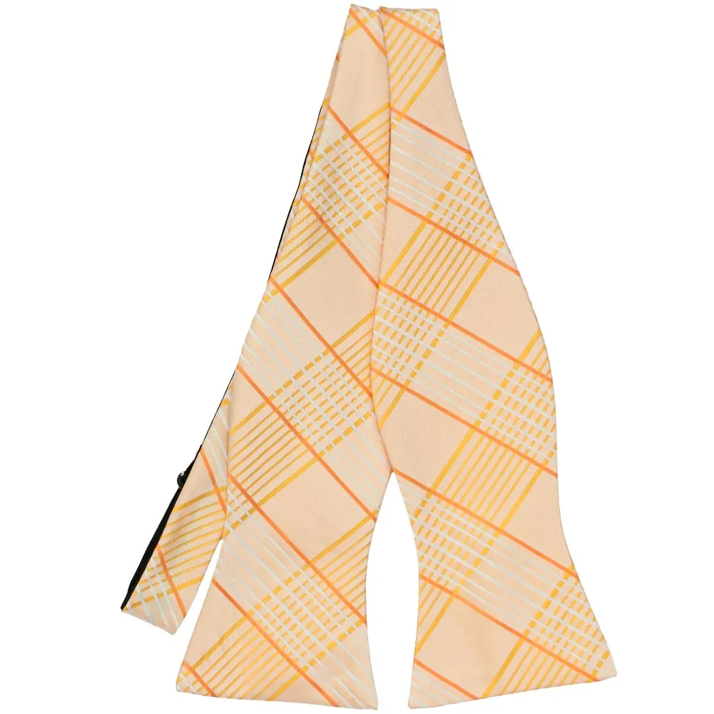 Apricot Jeffrey Plaid Self-Tie Bow Tie sold by TieMart