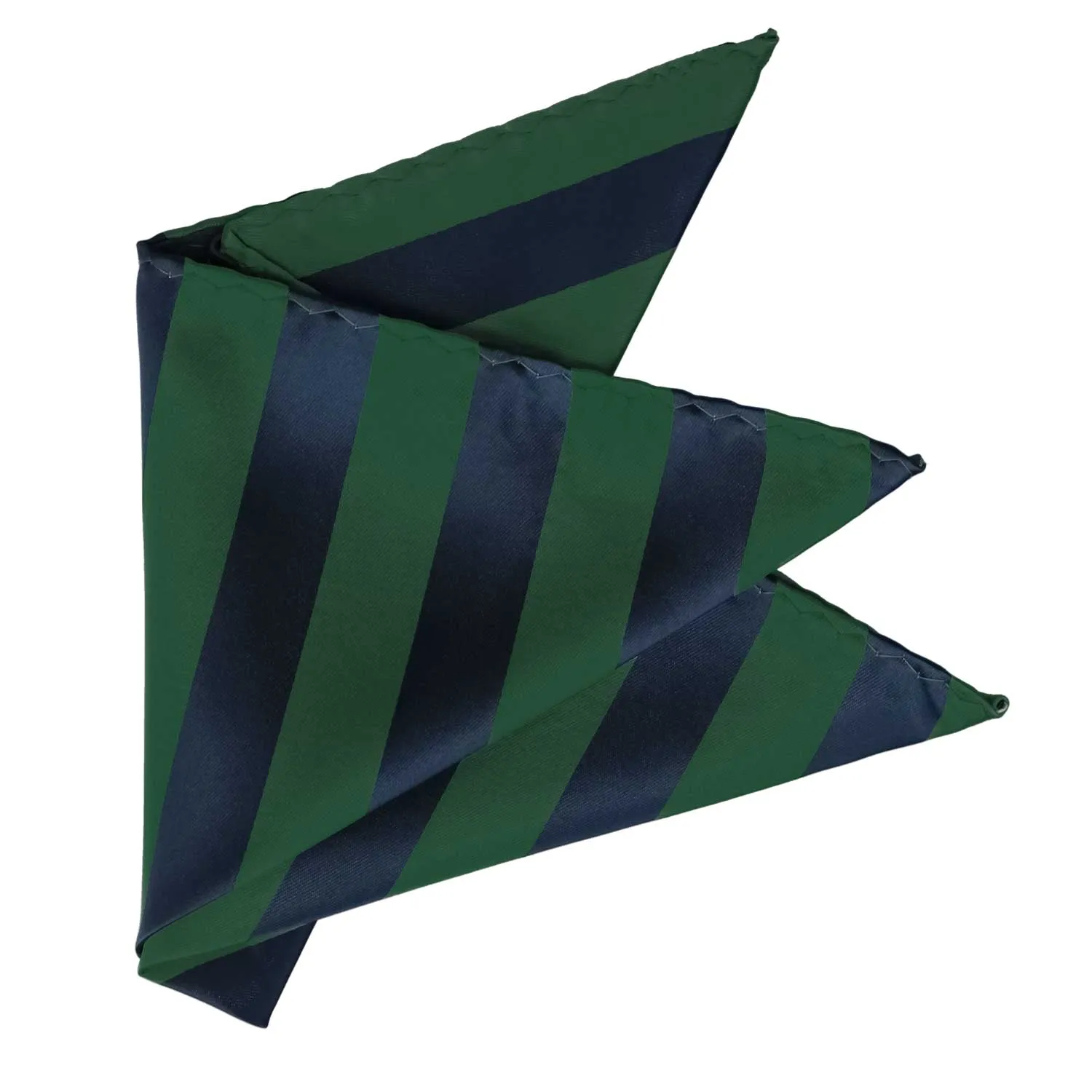 Hunter Green and Navy Blue Striped Pocket Square sold by TieMart product image thumbnail 3