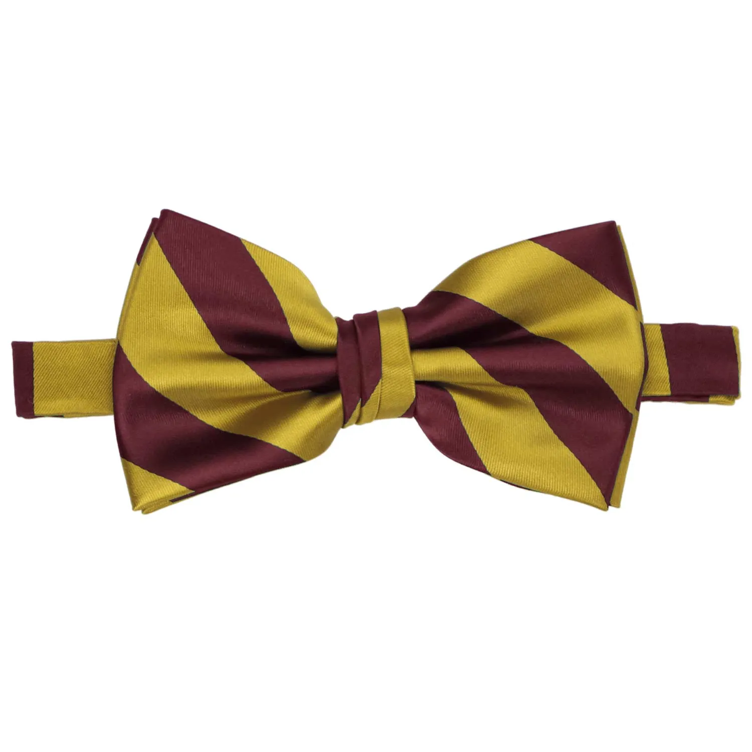 Maroon and Gold Striped Bow Tie sold by TieMart product image thumbnail 2