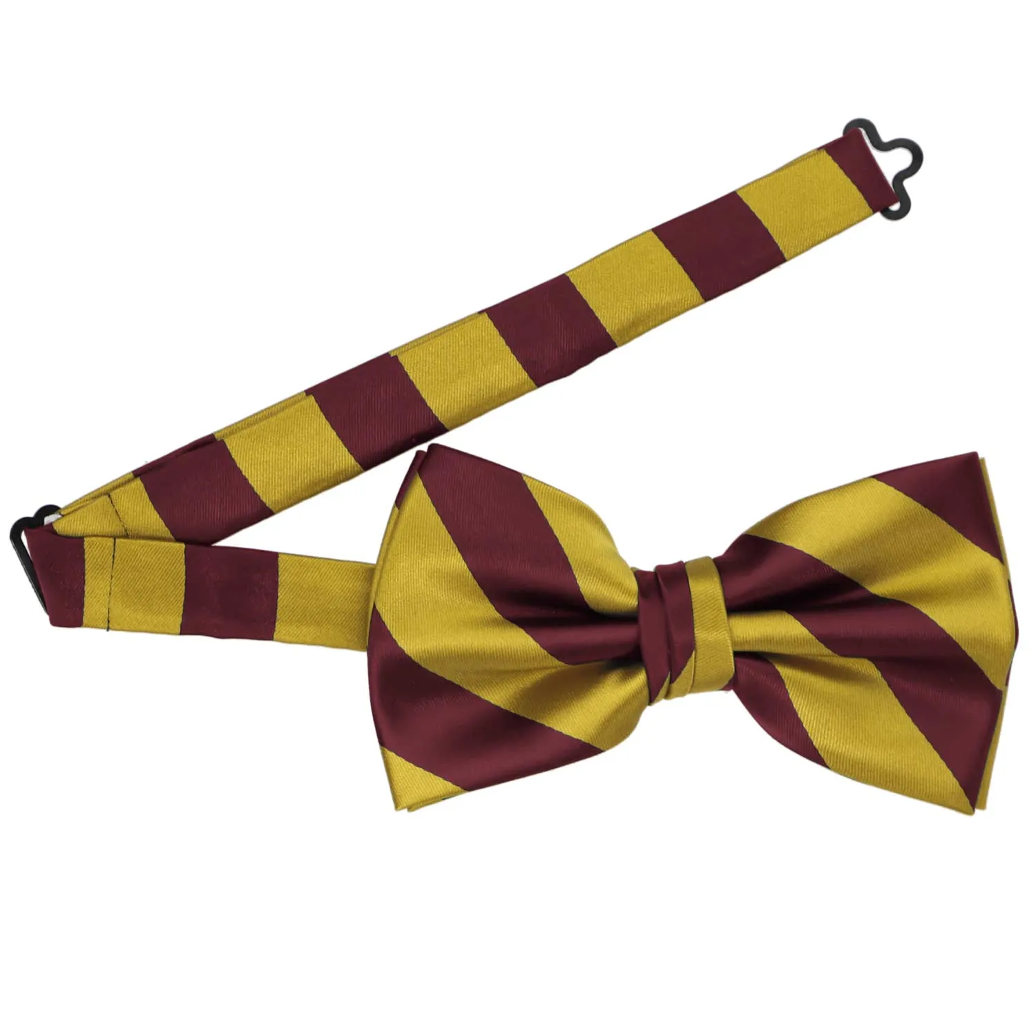 Maroon and Gold Striped Bow Tie sold by TieMart product image thumbnail 3