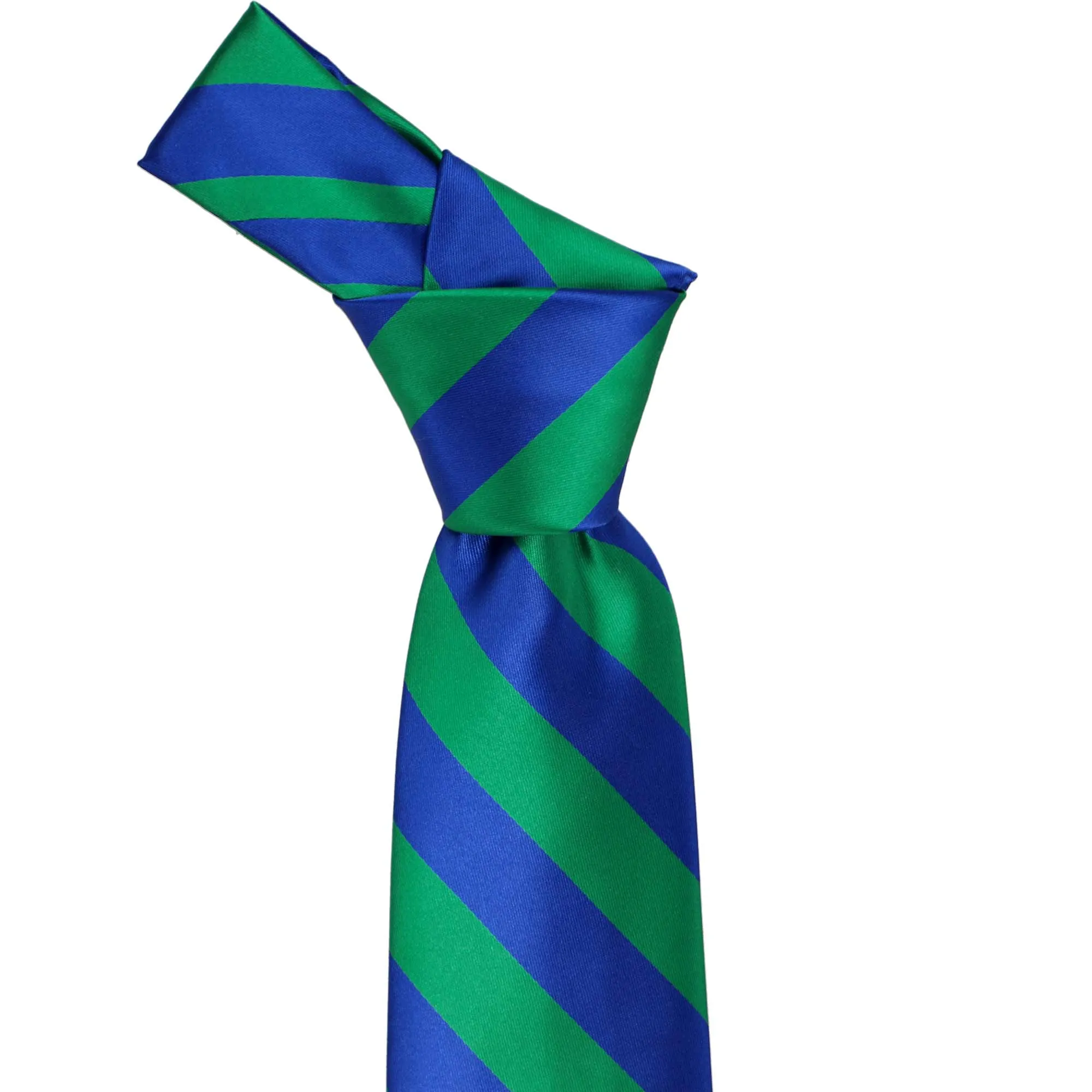 Kelly Green and Royal Blue Extra Long Striped Tie sold by TieMart product image thumbnail 2