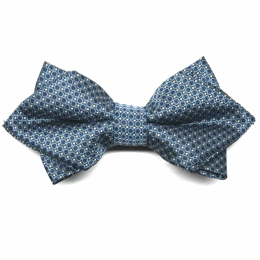Dark Blue Henry Grain Pattern Diamond Tip Bow Tie sold by TieMart