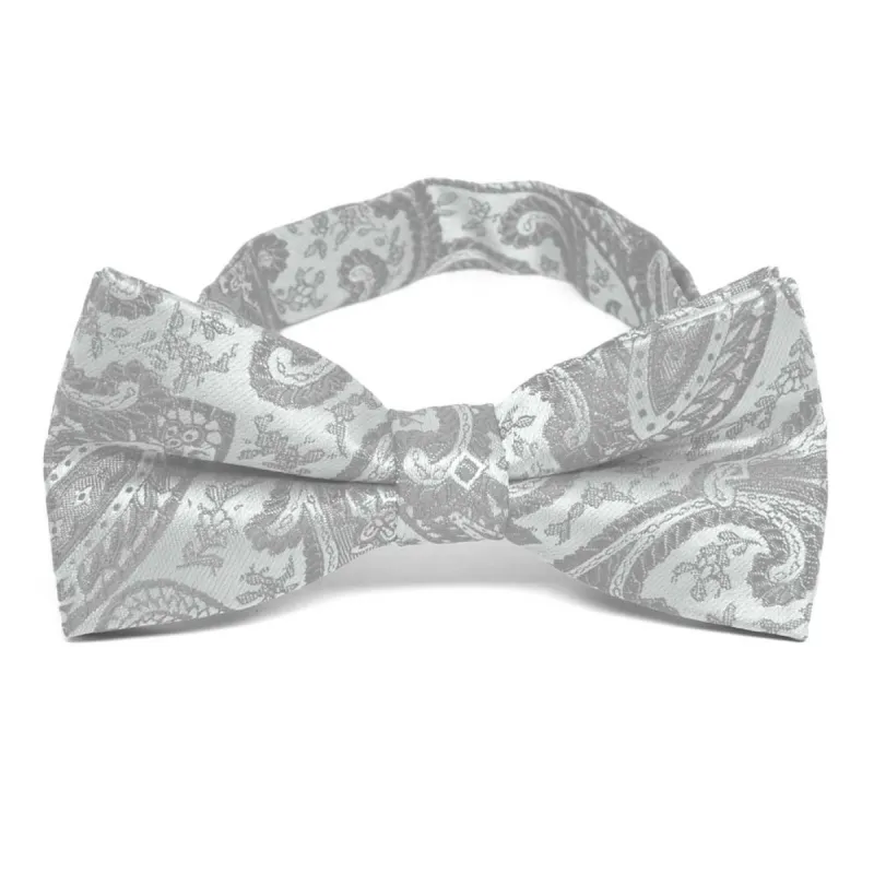 Mercury Silver Clara Paisley Band Collar Bow Tie sold by TieMart