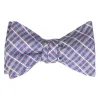 Blue VIP Plaid Linen/Silk Self-Tie Bow Tie sold by TieMart