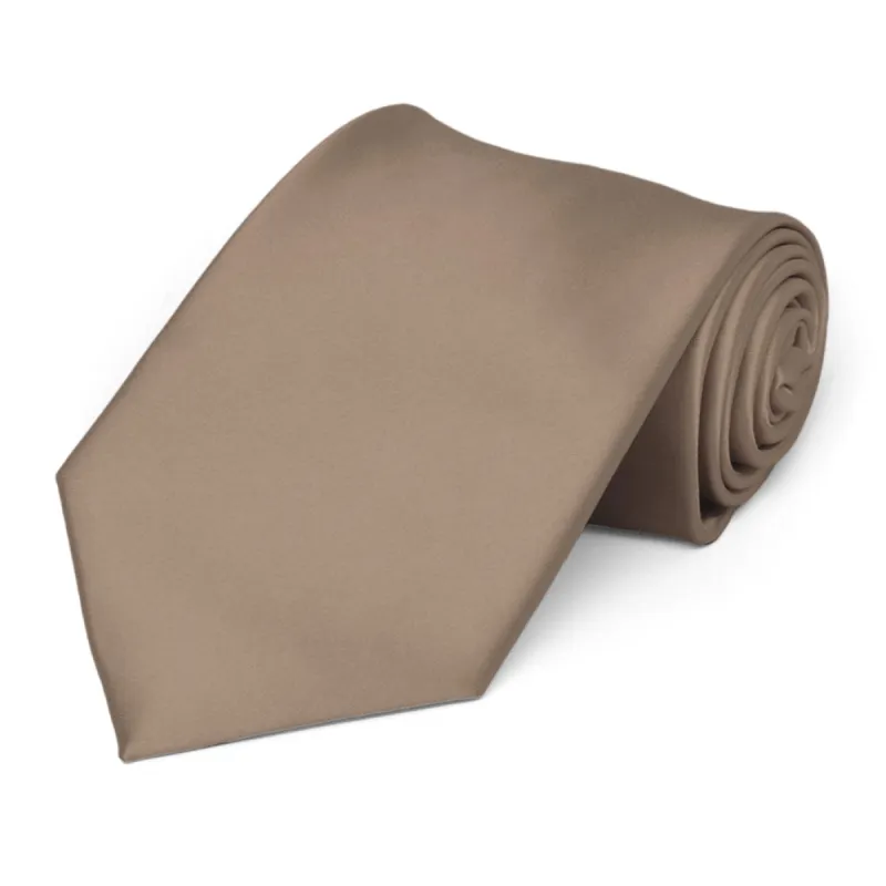 Latte Premium Extra Long Solid Color Necktie sold by TieMart
