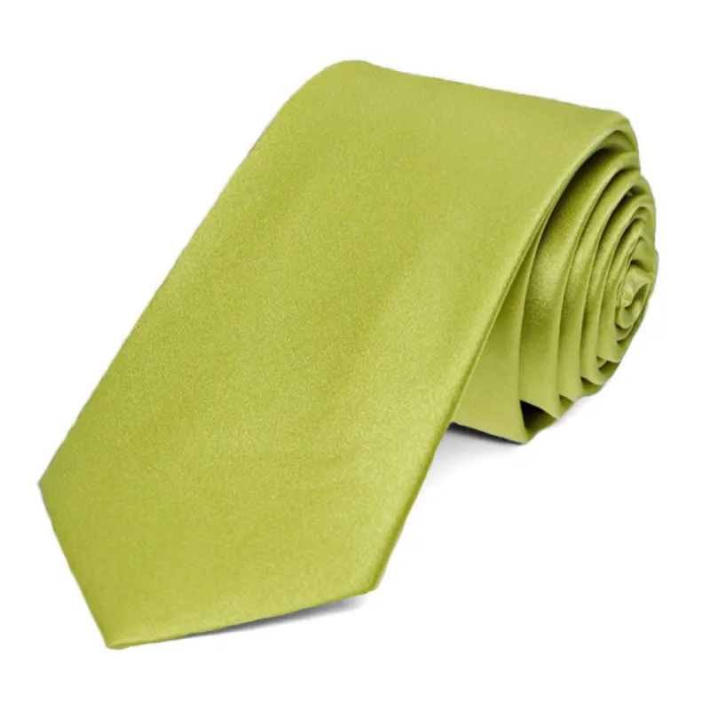Chartreuse Silk Slim Necktie, 2.5" Width sold by TieMart