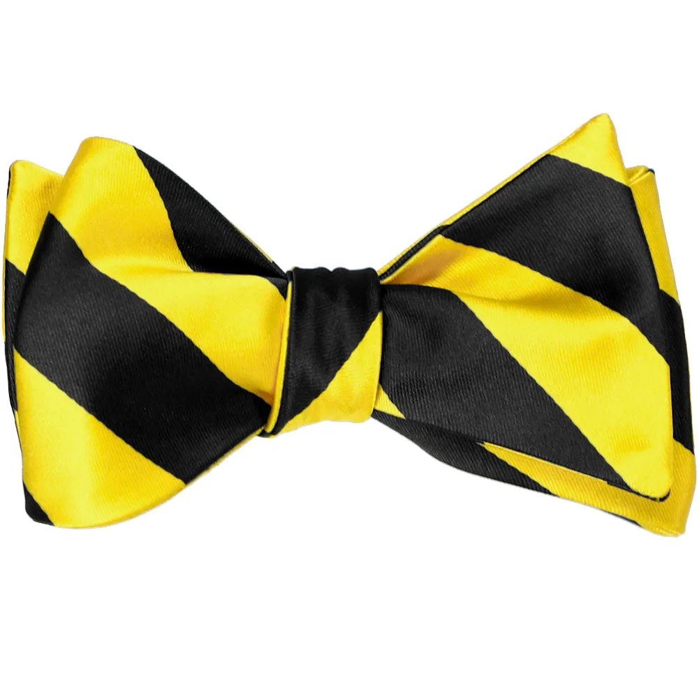 Yellow and Black Striped Self-Tie Bow Tie sold by TieMart product image thumbnail 2
