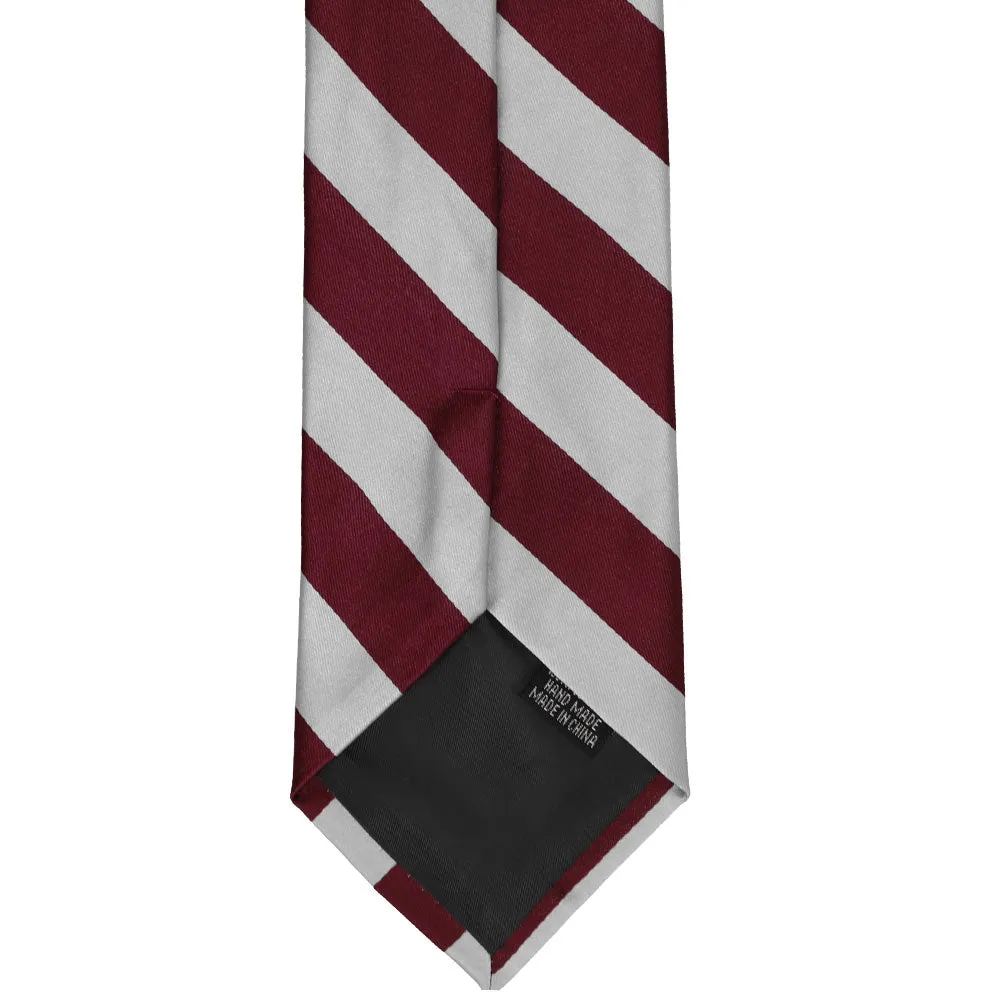 Maroon and Silver Striped Tie sold by TieMart product image thumbnail 5
