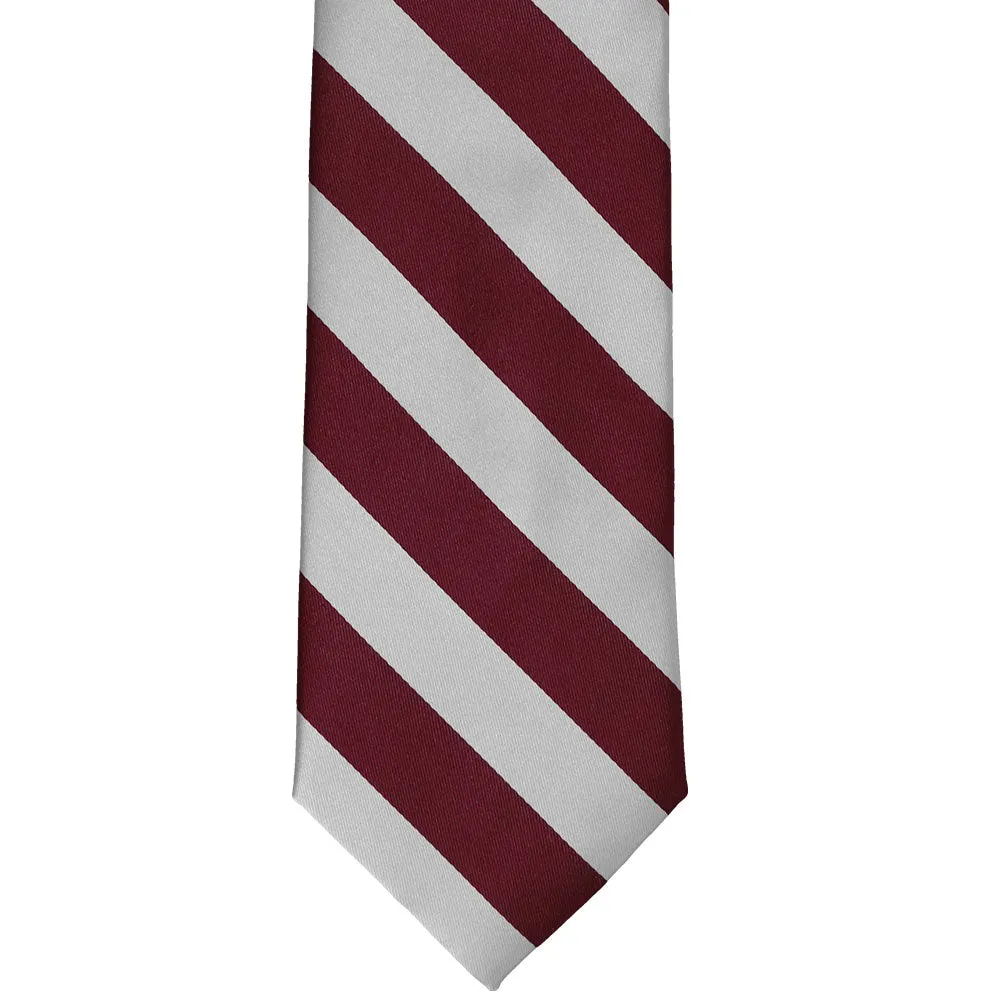 Maroon and Silver Striped Tie sold by TieMart product image thumbnail 3