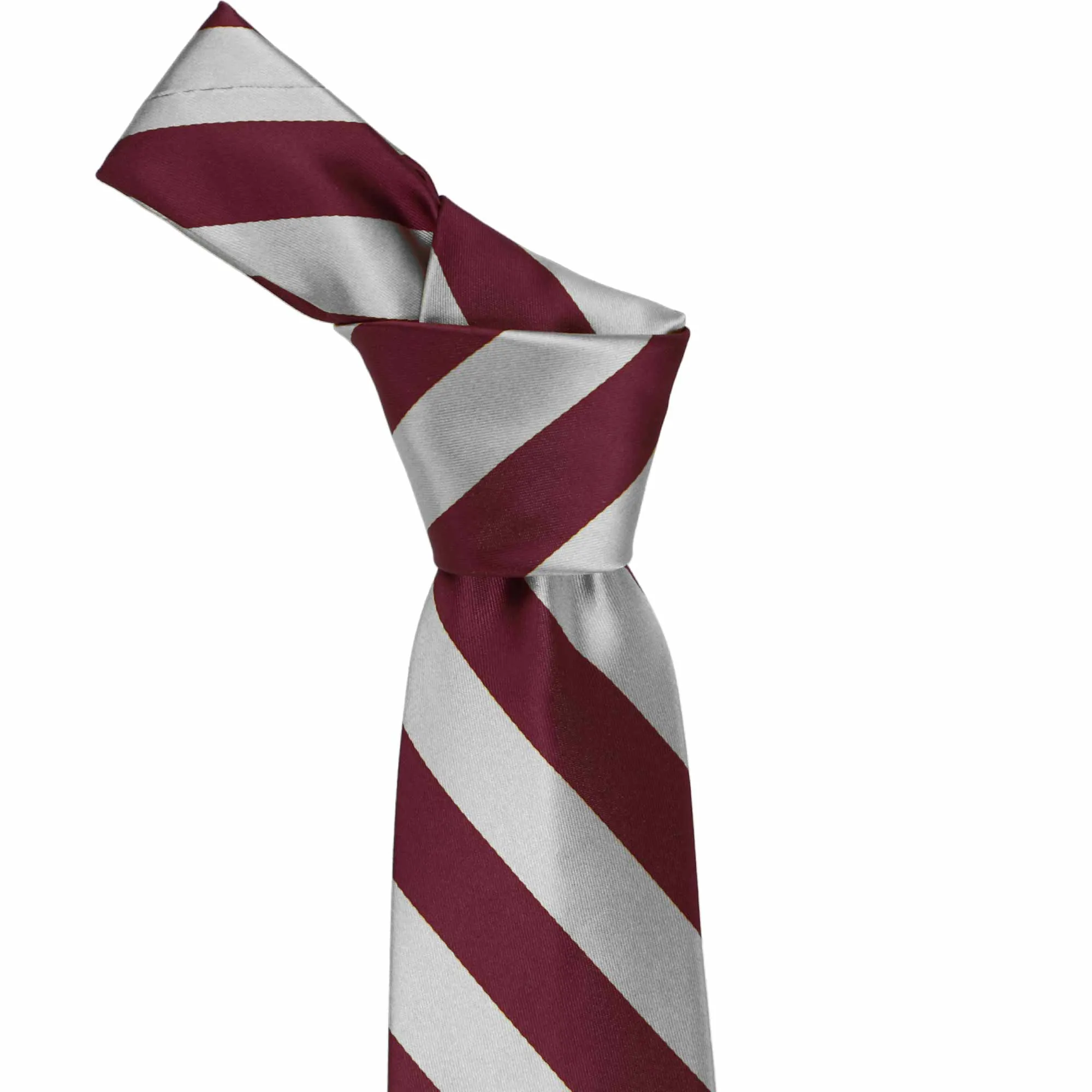 Maroon and Silver Striped Tie sold by TieMart product image thumbnail 2