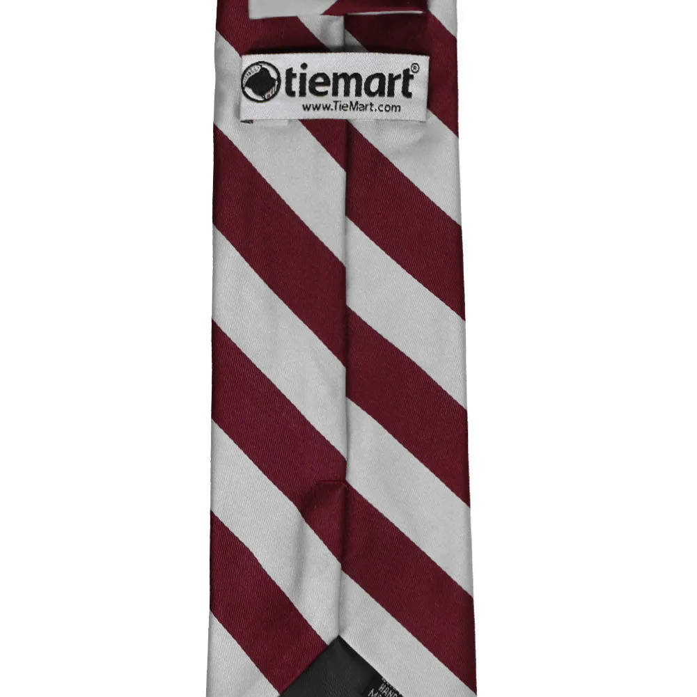 Maroon and Silver Striped Tie sold by TieMart product image thumbnail 4